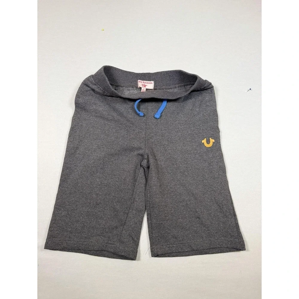 True Religion Shorts Mens Small Gray Fleece Sweat Drawstring Logo Athletic